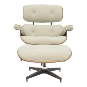 332 000007 3 Armchair-footstool relax Jenna Argos The Classic beige pu-plywood walnut-chrome base 82x92x82cm