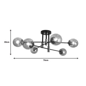 342 000010 1 Multi-light ceiling lamp Catrene Argos The Classic black metal-glass 76χ30cm