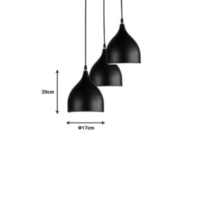 342 000022 1 Three-light ceiling lamp Perce II Argos The Classic black metal 30x17x120cm