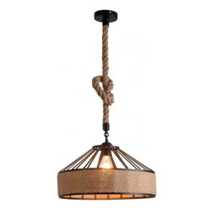 Pormode Argos The Classic ceiling lamp black metal-natural rope D30x15cm