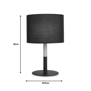 342 000054 1 Table lamp Kerky Argos The Classic black-natural metal-wood-fabric D25x40cm
