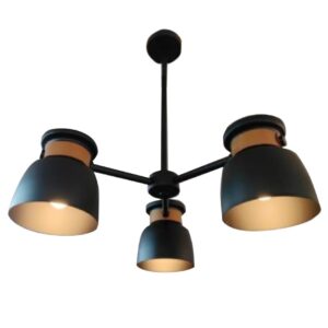342 000061 Pomonge Argos The Classic three-light ceiling lamp black metal-wood D60x70cm