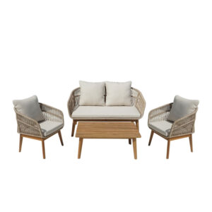 405 000010 3 Outdoor lounge set Macrena Argos The Classic acacia wood with rope amnd beige cushions