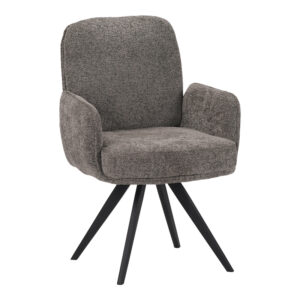 Novo Argos The Classic swivel armchair,anthracite bouclé fabric, black metal legs, 65.5x60x90cm