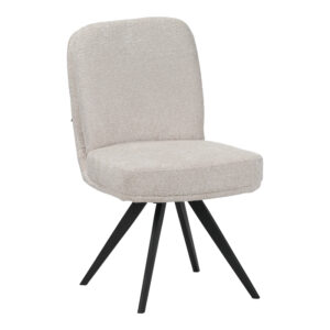 Novo Argos The Classic swivel chair, white boucle fabric, black metal legs, 65.5x50x90cm