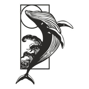 Wall deco Whale Argos The Classic black metal 38x1.5x50cm