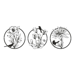 Wall deco Renka Argos The Classic set of 3 pieces black metal D30x1.5cm