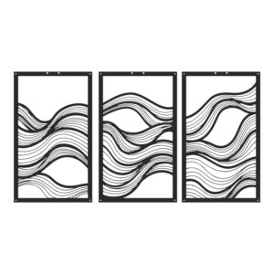 Wall deco Ocena Argos The Classic set of 3 pieces black metal 30x1.5x50cm