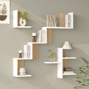 Wall shelf Verso Argos The Classic white with oak color 99.4x14.5x103cm