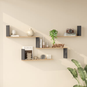 Wall shelf Flear Argos The Classic oak with anthracite color 179x14.5x76,2cm