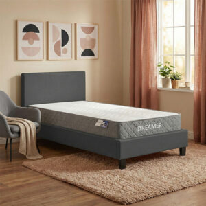 Bed with mattress Nevil-Dreamer Argos The Classic fabric anthracite-black legs 90x190cm