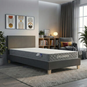 200 001466 Bed with mattress Nevil-Dreamer Argos The Classic fabric anthracite-natural legs 90x190cm