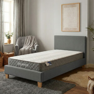 200 001471 Bed with mattress Nevil-Dreamer Argos The Classic anthracite fabric-wooden leg in natural 100x200cm