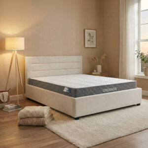 200 001476 Bed with mattress and storage space Molito-Dreamer Argos The Classic velvet ecru 150x200cm