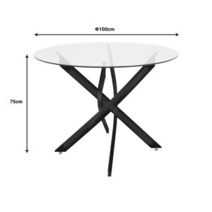 200 001533 3 Dining Room with Safira Beige Armchairs and Antoro Glass Table D100x75cm Set of 5pcs