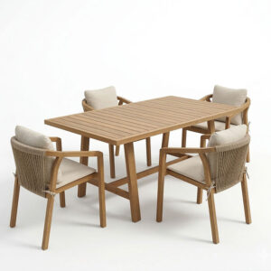 200 001595 1 Malibu Argos The Classic dining table 5 pcs solid acacia wood 160x90x75cm