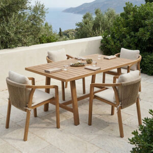 200 001595 Malibu Argos The Classic dining table 5 pcs solid acacia wood 160x90x75cm