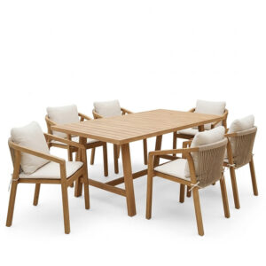 200 001596 1 Malibu Argos The Classic dining table 7 pcs solid acacia wood 180x90x75cm