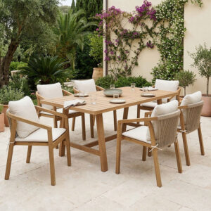 200 001596 Malibu Argos The Classic dining table 7 pcs solid acacia wood 180x90x75cm
