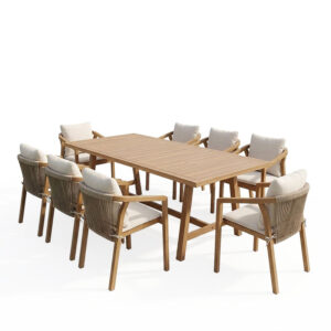 200 001619 1 Malibu Argos The Classic dining table 9 pcs solid acacia wood 180x90x75cm