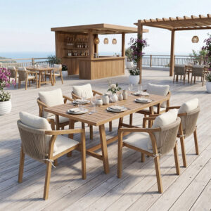 200 001620 Malibu Argos The Classic dining table 7 pcs solid acacia wood 160x90x75cm