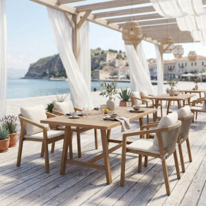 200 001621 Malibu Argos The Classic dining table 5 pcs solid acacia wood 160x90x75cm