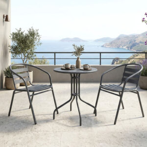 Dining set Vergo Tade Argos The Classic 3 pcs anthracite metal D60x70cm