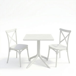 200 001637 1 Dining table Groovy Crossie Argos The Classic 3 pcs white PP 60x60x76cm
