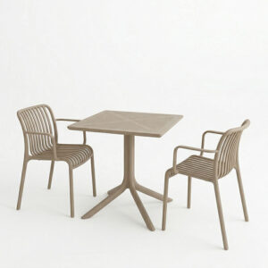 200 001642 1 Dining table Groovy Zoi Argos The Classic 3 pcs cappuccino PP 60x60x76cm