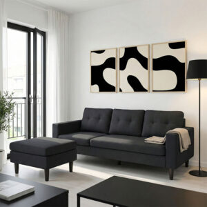 Reversible corner sofa Maneli Argos The Classic fabric black 196x138/77x82cm