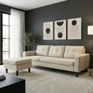 Reversible corner sofa Maneli Argos The Classic beige-sand fabric 196x138/77x82cm