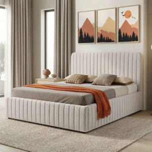 279 000021 Double bed Zilin Argos The Classic beige fabric With storage space 160x200cm