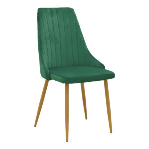 Chair Azori Argos The Classic velvet green fabric with natural color metal leg 49x55x85cm