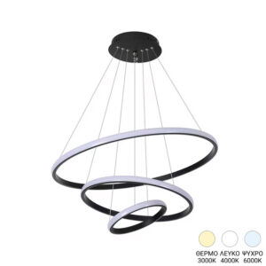 Ceiling lamp Rings Argos The Classic led metal in black shade D60x100cm