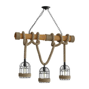 Woodie Argos The Classic ceiling lamp metal-Wood-Rope in natural shade 80x20x80cm