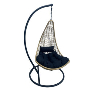 Nest swing with Soleil base Argos The Classic black metal- natural pe rattan with black cushion 120x95x195cm