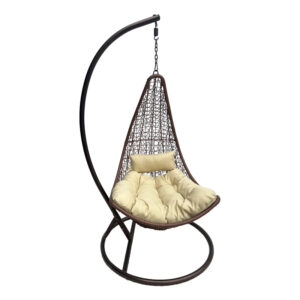Nest swing with Soleil base Argos The Classic brown metal- brown pe rattan with beige cushion 120x95x195cm