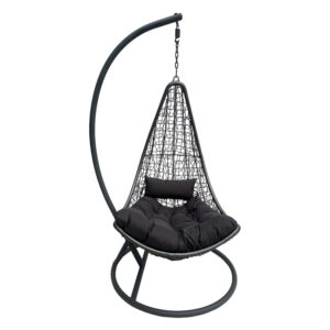 Nest swing with Soleil base Argos The Classic black metal- natural pe rattan with black cushion 120x95x195cm