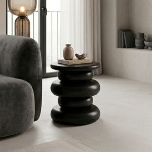 Side table Circena Argos The Classic solid mango wood black D40x45cm