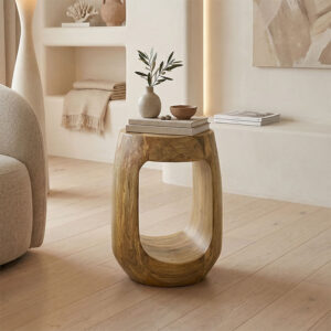 Side table Lenora Argos The Classic solid mango wood in natural color D33x45cm