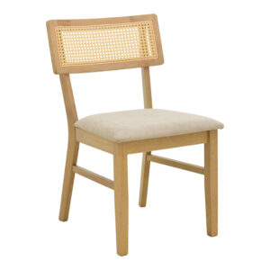 Raffles chair Argos The Classic rubberwood with pe rattan and grey beige fabric 47x48x83.5cm