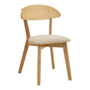 Canon chair Argos The Classic rubberwood in natural color with grey beige fabric 43x43x79.5cm