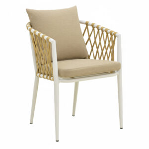 Armchair Peluxe Argos The Classic aluminum white-pe rope natural-beige cushions 54x62x75.5cm