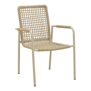 Esence Argos The Classic stackable aluminum in cappuccino - pe rope armchair in beige shade 56x61,5x87,5cm