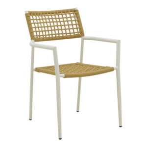 Castal Argos The Classic stackable armchair, steel in white -pe rope in natural shade 53x59x84cm