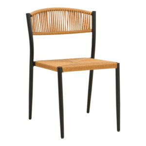 Cura Argos The Classic stackable chair, aluminum in black -pe rattan in natural shade 50x58.5x78.5cm