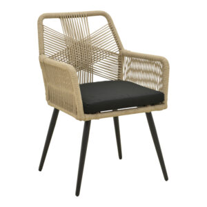 Andros armchair Argos The Classic aluminum in black- pe rope beige 57x61x84.5cm