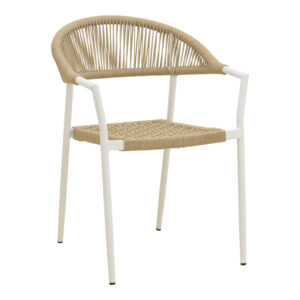 Ammos Argos The Classic stackable armchair, aluminum in white - PE rope in natural shade 56x61.5x82cm