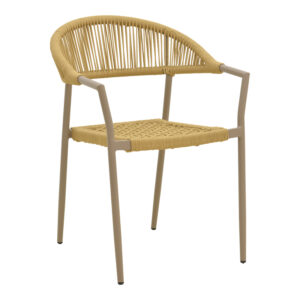 Ammos Argos The Classic stackable armchair, aluminum in mocha- pe rope in natural shade 56x61.5x82cm