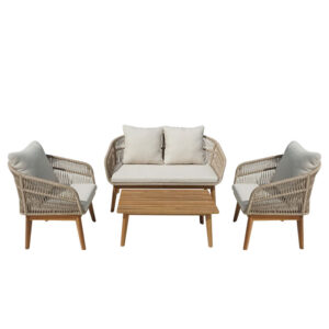405 000010 1 Outdoor lounge set Macrena Argos The Classic acacia wood with rope amnd beige cushions